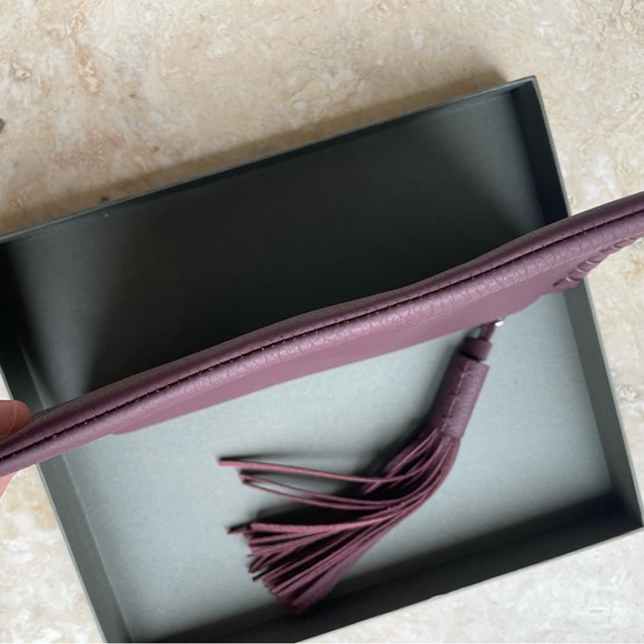 ALL SAINTS kepi clutch pouch burgundy red. Pebbled leather. PREOWNED w/ tag - Picture 4 of 10